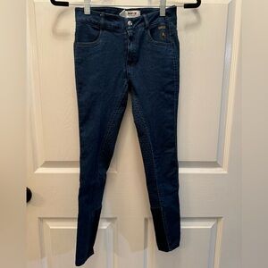 Horze brand Annika Girls Large denim FULL SEAT silicone grip breeches